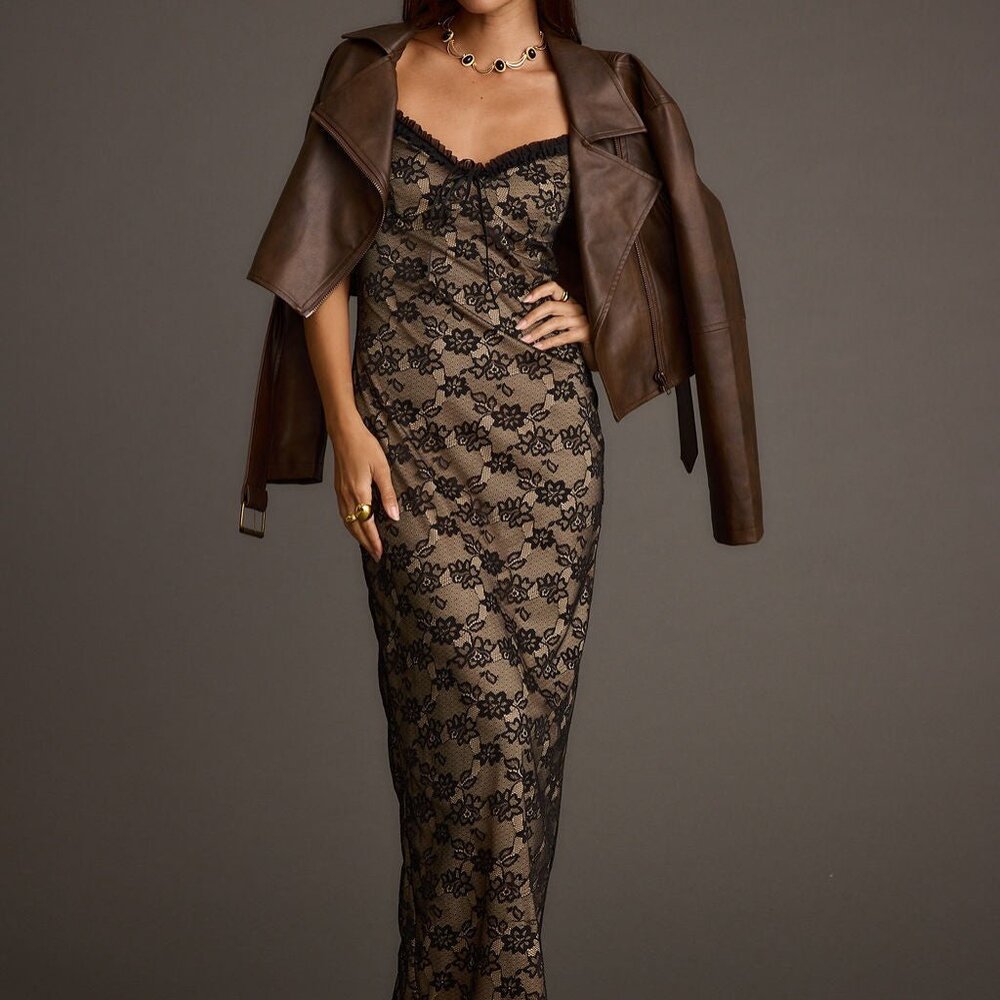 12th Tribe Temptation Black Lace Maxi Dress Size SS